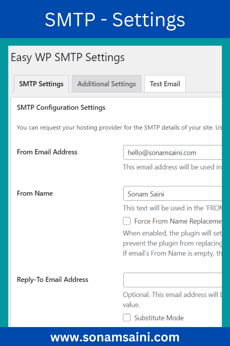 Easy SMTP Plugin Settings
